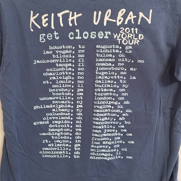 2011 Keith Urban Get Closer World Tour Concert T-Shirt Size Medium Color Blue - Picture 4 of 5